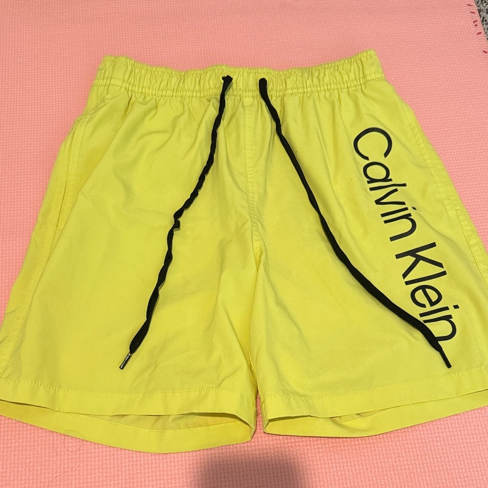 Calvin Klein Men's Bright Yellow Swim Trunks
